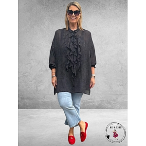 Only-M Crepon Roezel Blouse Zwart